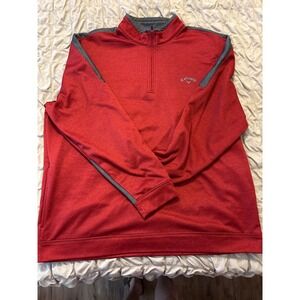 Callaway Mens XXL Red Heather Quarter Zip Fleece Pullover Golf Jacket BW1087